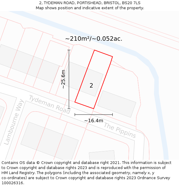 2, TYDEMAN ROAD, PORTISHEAD, BRISTOL, BS20 7LS: Plot and title map