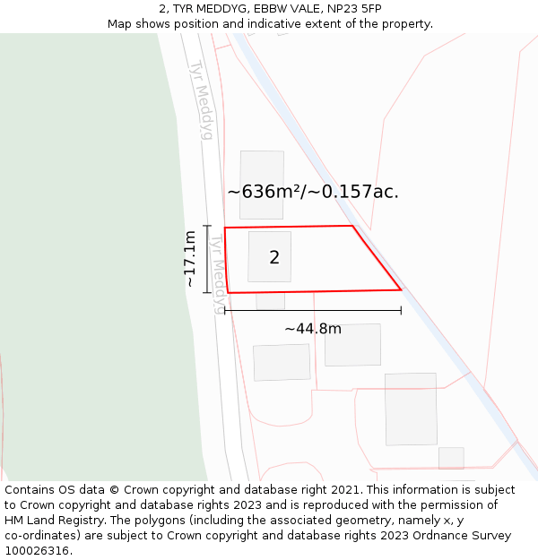 2, TYR MEDDYG, EBBW VALE, NP23 5FP: Plot and title map