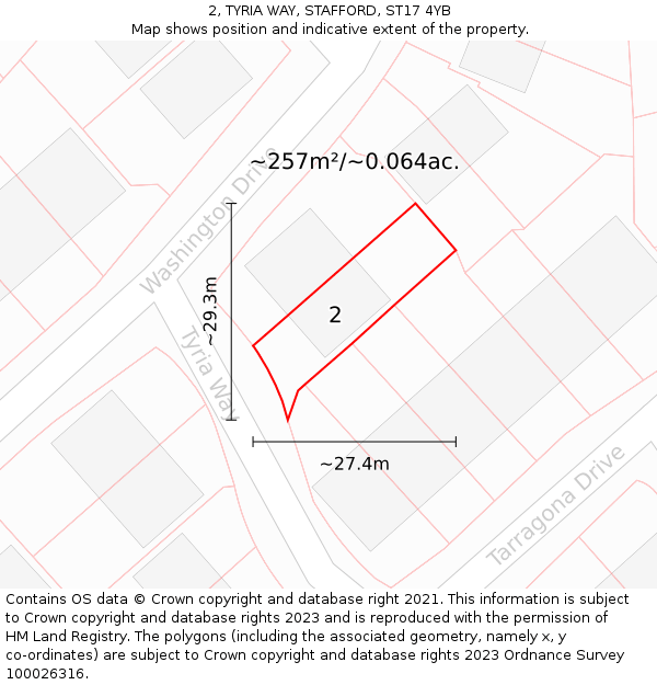 2, TYRIA WAY, STAFFORD, ST17 4YB: Plot and title map