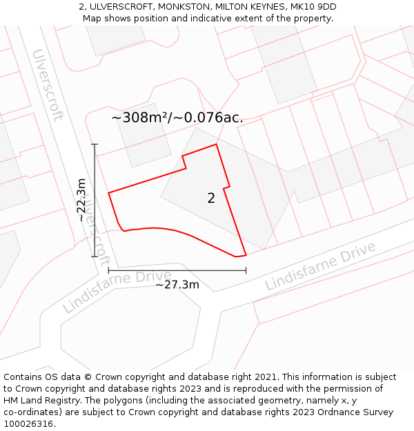 2, ULVERSCROFT, MONKSTON, MILTON KEYNES, MK10 9DD: Plot and title map