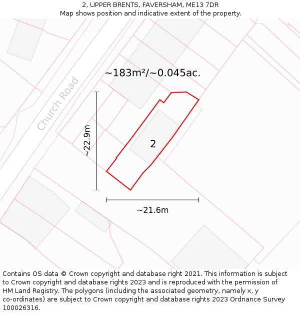 2, UPPER BRENTS, FAVERSHAM, ME13 7DR: Plot and title map