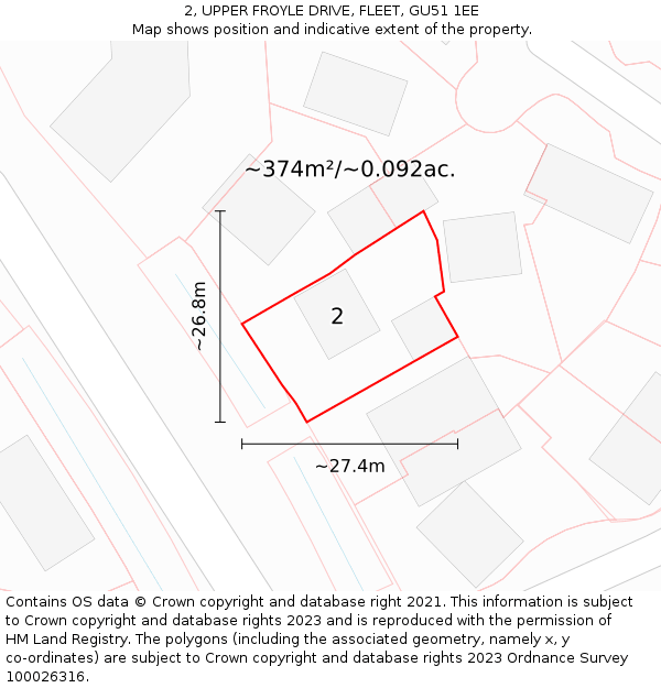 2, UPPER FROYLE DRIVE, FLEET, GU51 1EE: Plot and title map