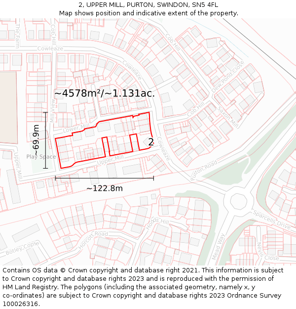 2, UPPER MILL, PURTON, SWINDON, SN5 4FL: Plot and title map