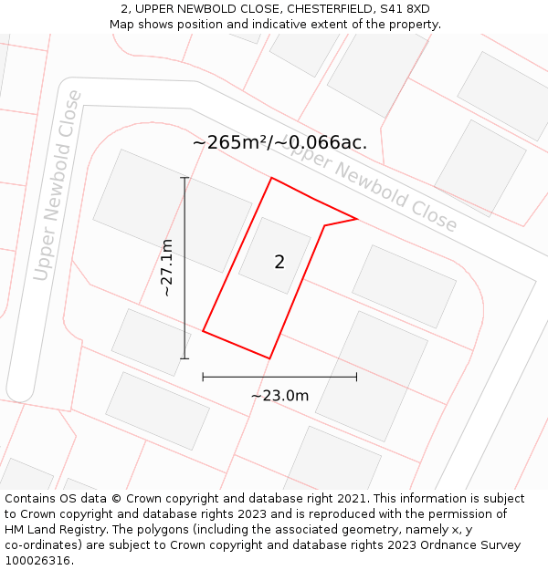 2, UPPER NEWBOLD CLOSE, CHESTERFIELD, S41 8XD: Plot and title map
