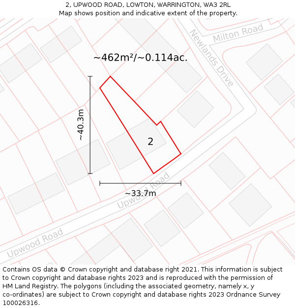 2, UPWOOD ROAD, LOWTON, WARRINGTON, WA3 2RL: Plot and title map