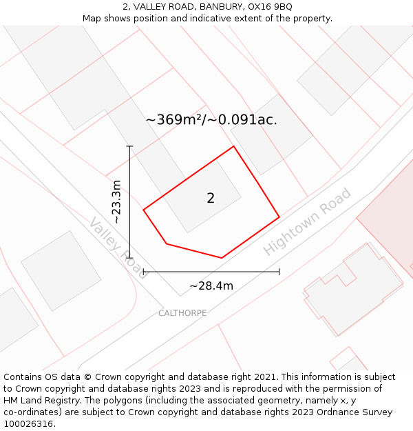 2, VALLEY ROAD, BANBURY, OX16 9BQ: Plot and title map