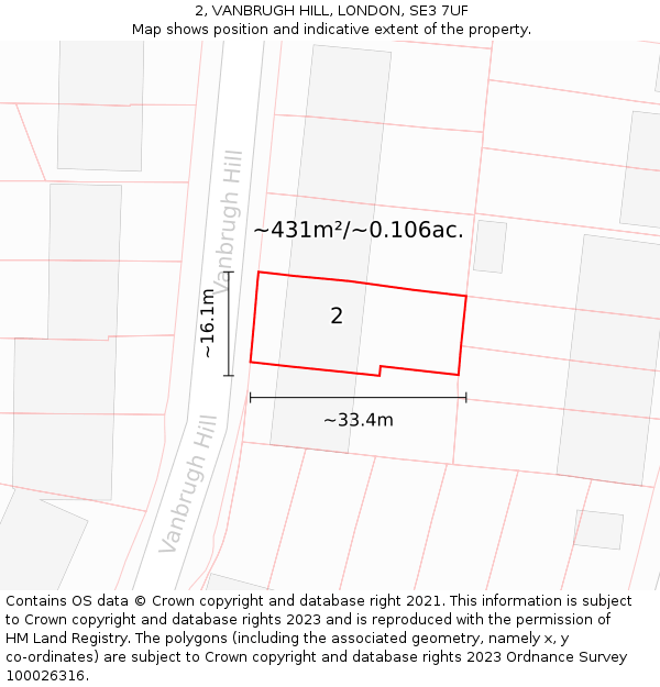 2, VANBRUGH HILL, LONDON, SE3 7UF: Plot and title map