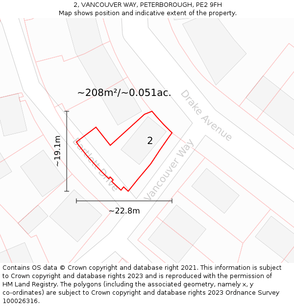 2, VANCOUVER WAY, PETERBOROUGH, PE2 9FH: Plot and title map