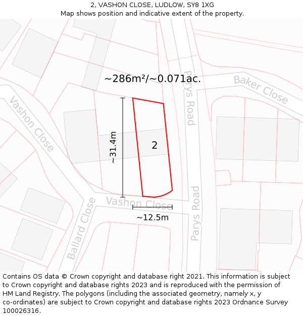 2, VASHON CLOSE, LUDLOW, SY8 1XG: Plot and title map