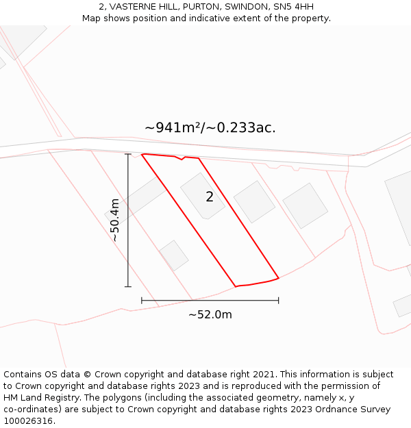 2, VASTERNE HILL, PURTON, SWINDON, SN5 4HH: Plot and title map