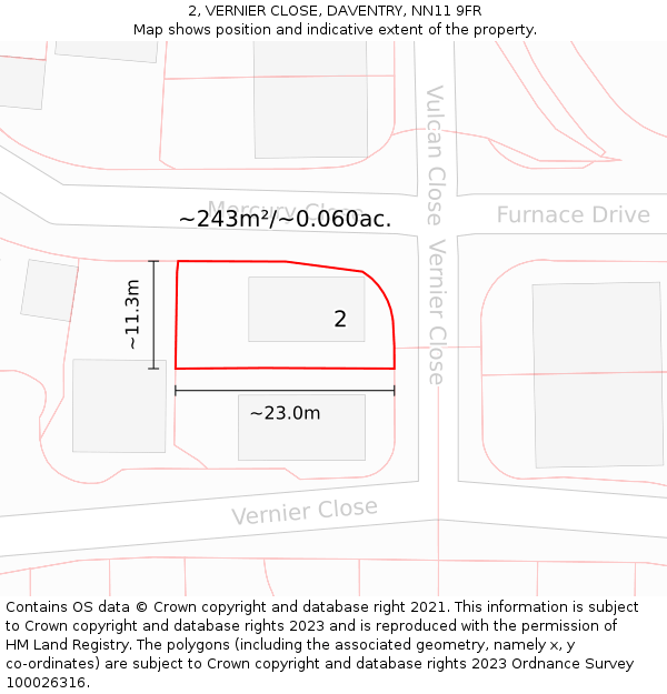 2, VERNIER CLOSE, DAVENTRY, NN11 9FR: Plot and title map