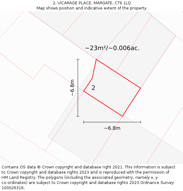 2, VICARAGE PLACE, MARGATE, CT9 1LQ: Plot and title map