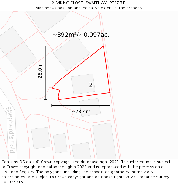 2, VIKING CLOSE, SWAFFHAM, PE37 7TL: Plot and title map