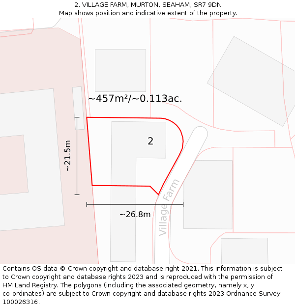 2, VILLAGE FARM, MURTON, SEAHAM, SR7 9DN: Plot and title map