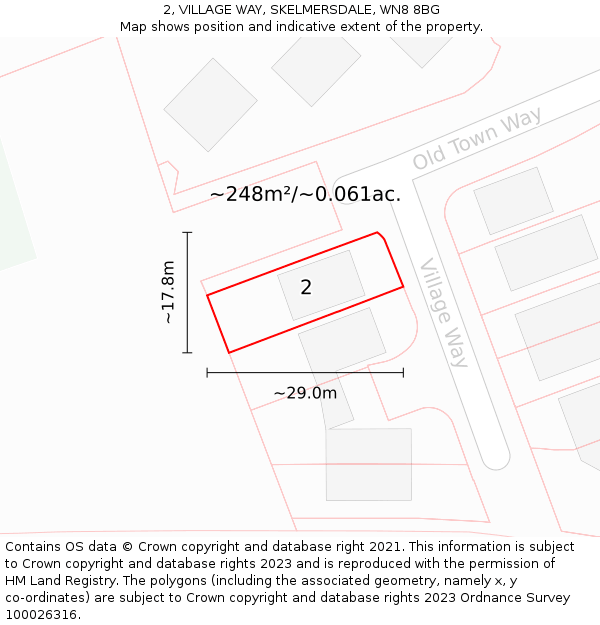 2, VILLAGE WAY, SKELMERSDALE, WN8 8BG: Plot and title map