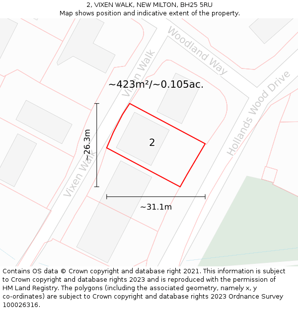 2, VIXEN WALK, NEW MILTON, BH25 5RU: Plot and title map