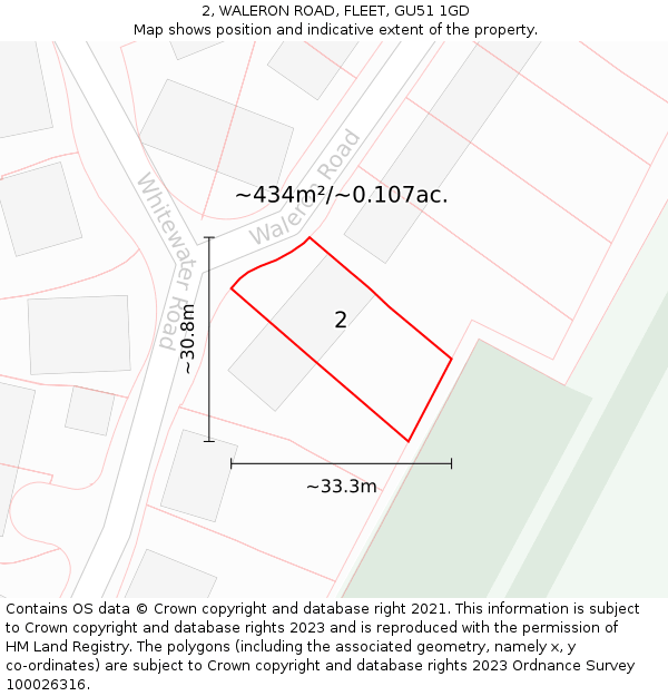 2, WALERON ROAD, FLEET, GU51 1GD: Plot and title map