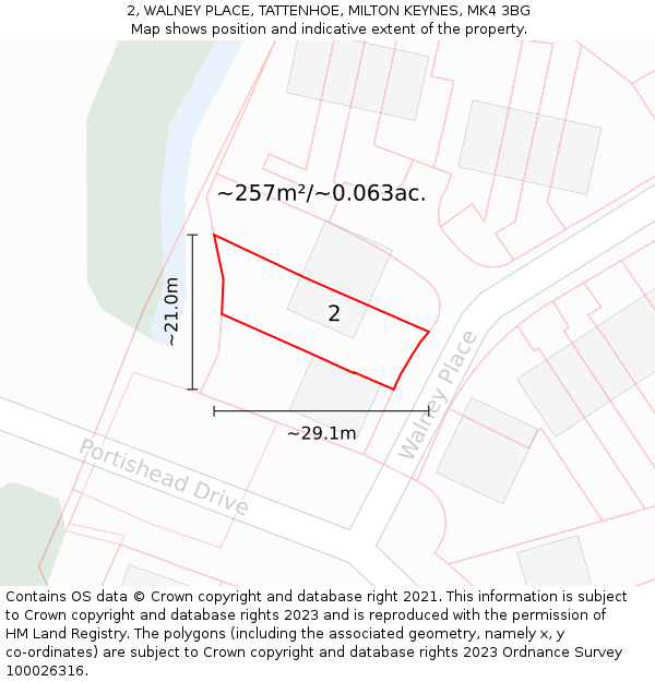 2, WALNEY PLACE, TATTENHOE, MILTON KEYNES, MK4 3BG: Plot and title map