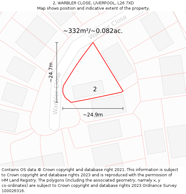 2, WARBLER CLOSE, LIVERPOOL, L26 7XD: Plot and title map