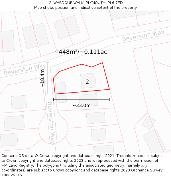 2, WARDOUR WALK, PLYMOUTH, PL6 7ED: Plot and title map