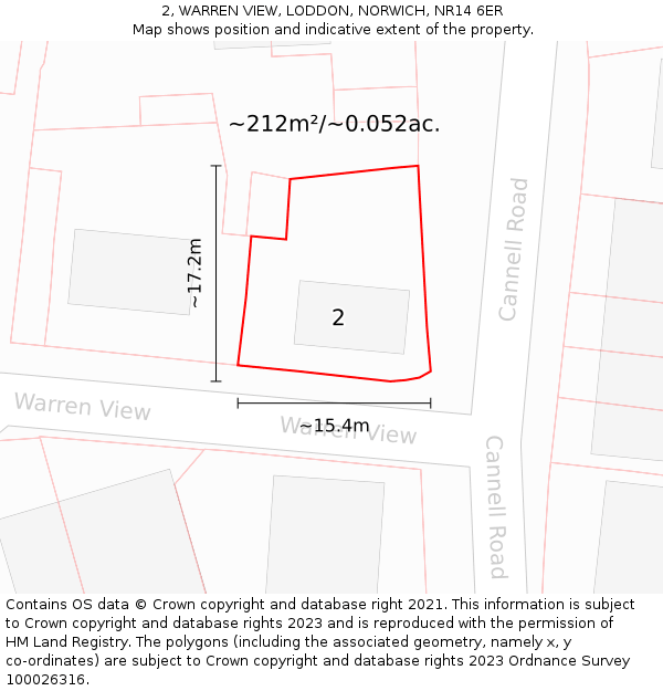 2, WARREN VIEW, LODDON, NORWICH, NR14 6ER: Plot and title map