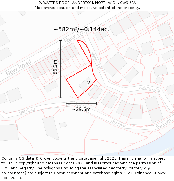 2, WATERS EDGE, ANDERTON, NORTHWICH, CW9 6FA: Plot and title map