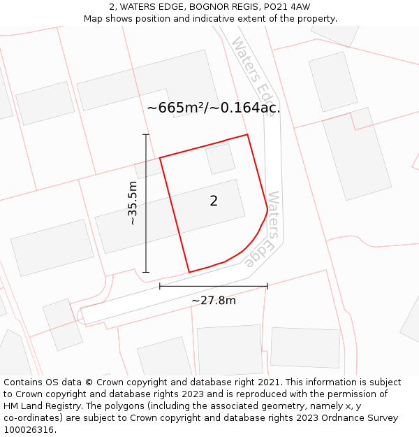 2, WATERS EDGE, BOGNOR REGIS, PO21 4AW: Plot and title map