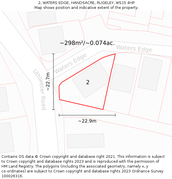 2, WATERS EDGE, HANDSACRE, RUGELEY, WS15 4HP: Plot and title map