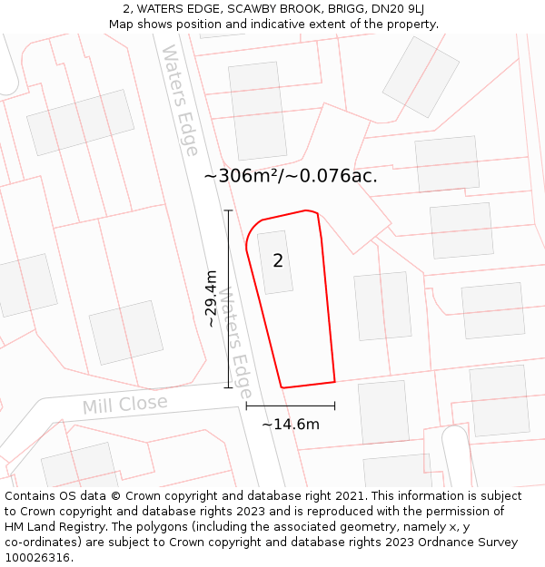 2, WATERS EDGE, SCAWBY BROOK, BRIGG, DN20 9LJ: Plot and title map