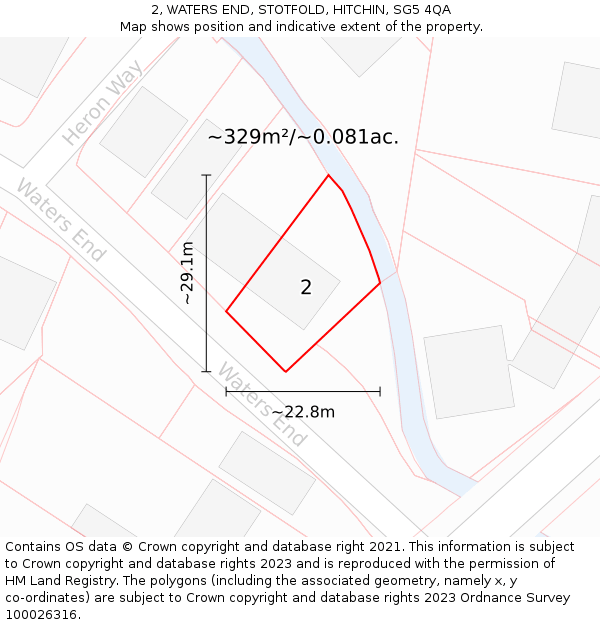 2, WATERS END, STOTFOLD, HITCHIN, SG5 4QA: Plot and title map