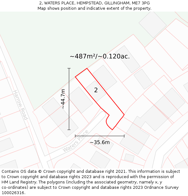 2, WATERS PLACE, HEMPSTEAD, GILLINGHAM, ME7 3PG: Plot and title map