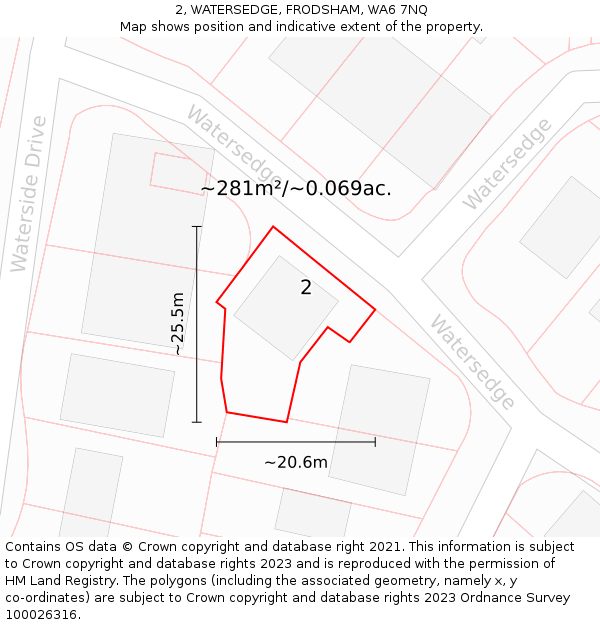 2, WATERSEDGE, FRODSHAM, WA6 7NQ: Plot and title map