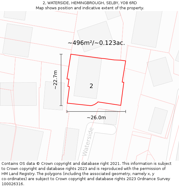 2, WATERSIDE, HEMINGBROUGH, SELBY, YO8 6RD: Plot and title map