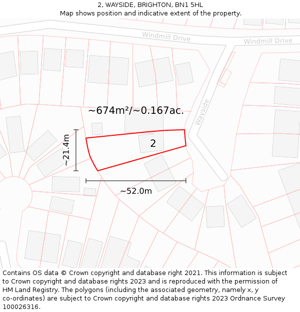 2, WAYSIDE, BRIGHTON, BN1 5HL: Plot and title map