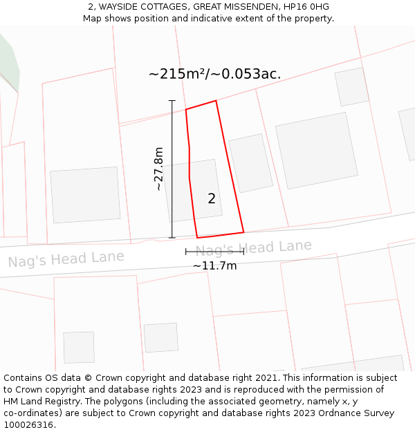 2, WAYSIDE COTTAGES, GREAT MISSENDEN, HP16 0HG: Plot and title map