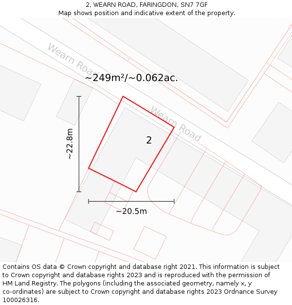 2, WEARN ROAD, FARINGDON, SN7 7GF: Plot and title map