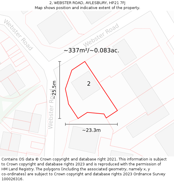 2, WEBSTER ROAD, AYLESBURY, HP21 7FJ: Plot and title map