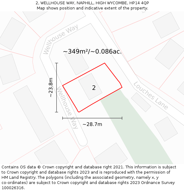 2, WELLHOUSE WAY, NAPHILL, HIGH WYCOMBE, HP14 4QP: Plot and title map