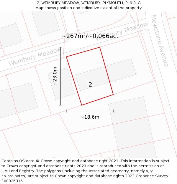 2, WEMBURY MEADOW, WEMBURY, PLYMOUTH, PL9 0LG: Plot and title map