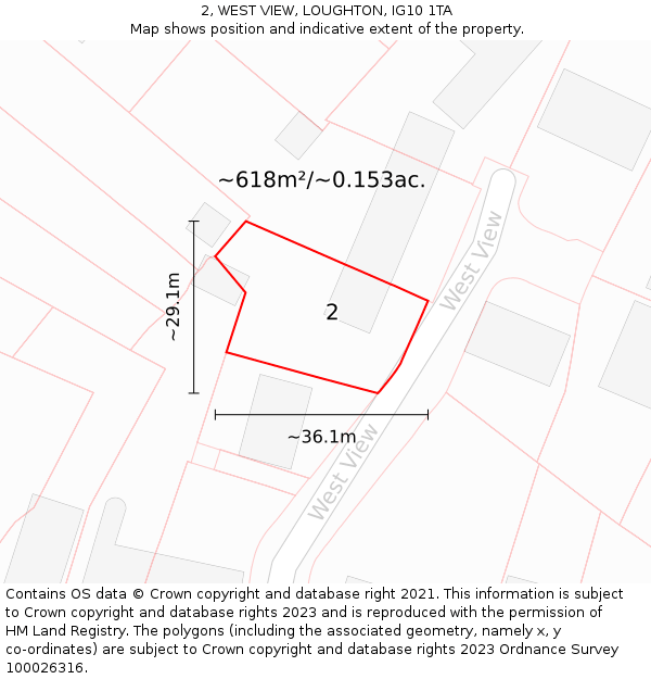 2, WEST VIEW, LOUGHTON, IG10 1TA: Plot and title map