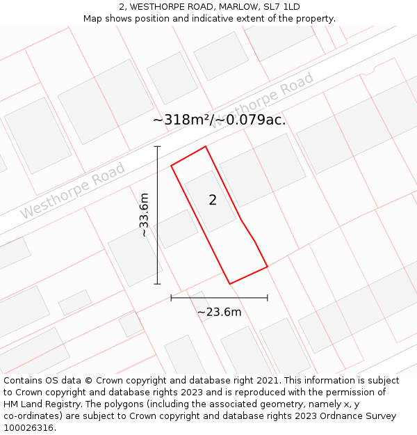 2, WESTHORPE ROAD, MARLOW, SL7 1LD: Plot and title map