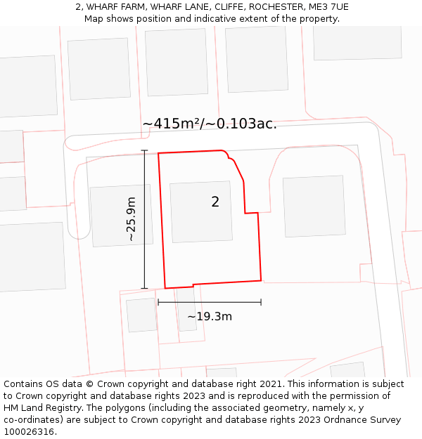 2, WHARF FARM, WHARF LANE, CLIFFE, ROCHESTER, ME3 7UE: Plot and title map