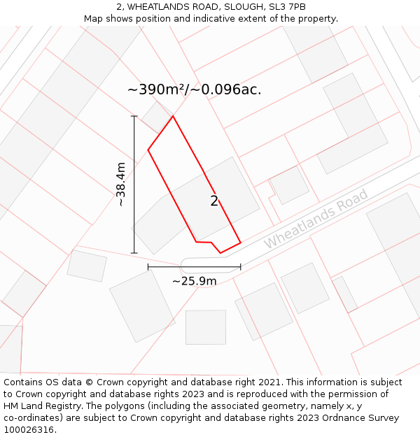 2, WHEATLANDS ROAD, SLOUGH, SL3 7PB: Plot and title map