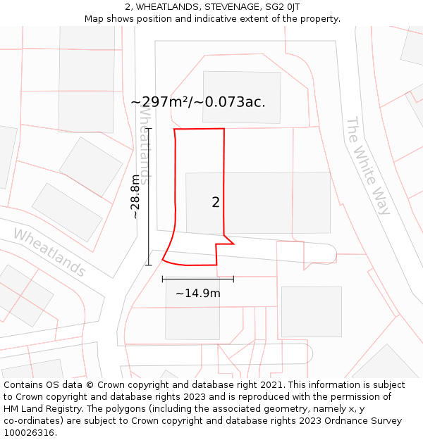 2, WHEATLANDS, STEVENAGE, SG2 0JT: Plot and title map