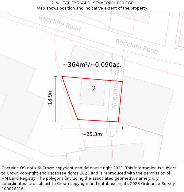 2, WHEATLEYS YARD, STAMFORD, PE9 1GE: Plot and title map