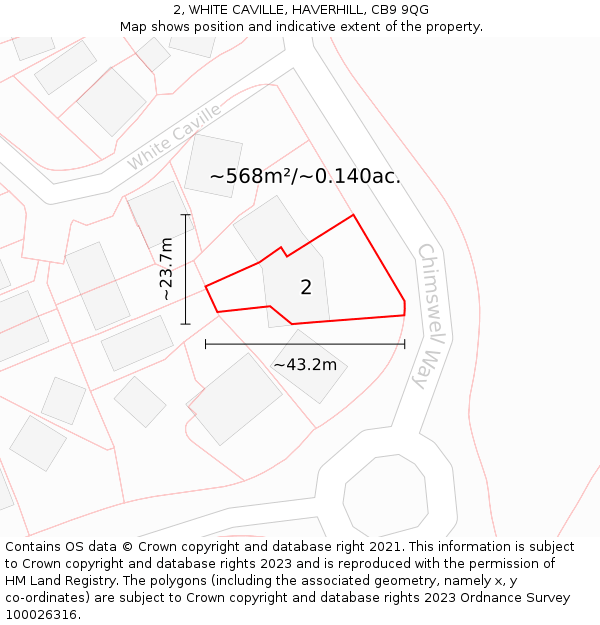 2, WHITE CAVILLE, HAVERHILL, CB9 9QG: Plot and title map