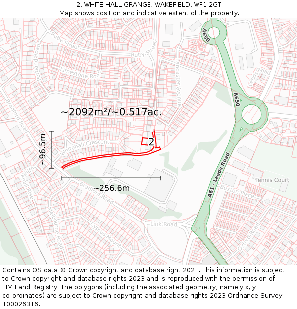 2, WHITE HALL GRANGE, WAKEFIELD, WF1 2GT: Plot and title map