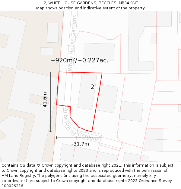 2, WHITE HOUSE GARDENS, BECCLES, NR34 9NT: Plot and title map