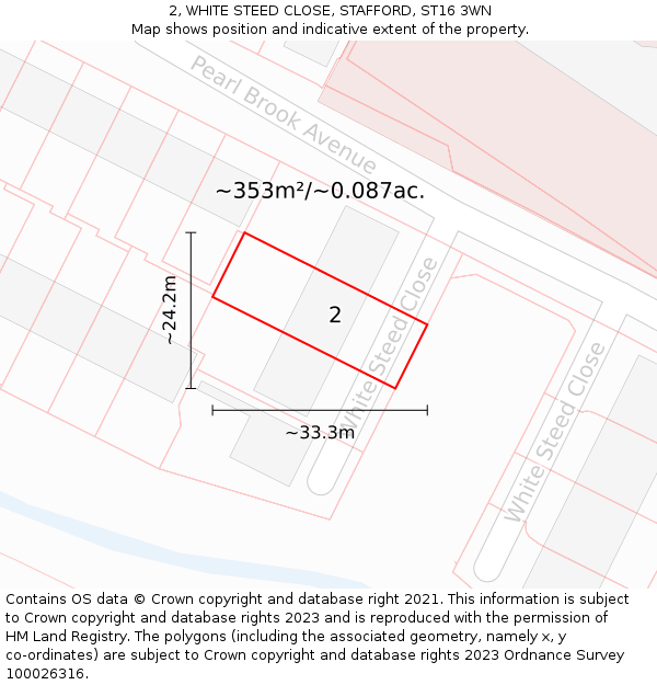 2, WHITE STEED CLOSE, STAFFORD, ST16 3WN: Plot and title map