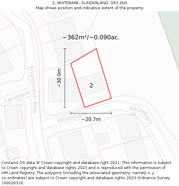 2, WHITEBARK, SUNDERLAND, SR3 2NX: Plot and title map